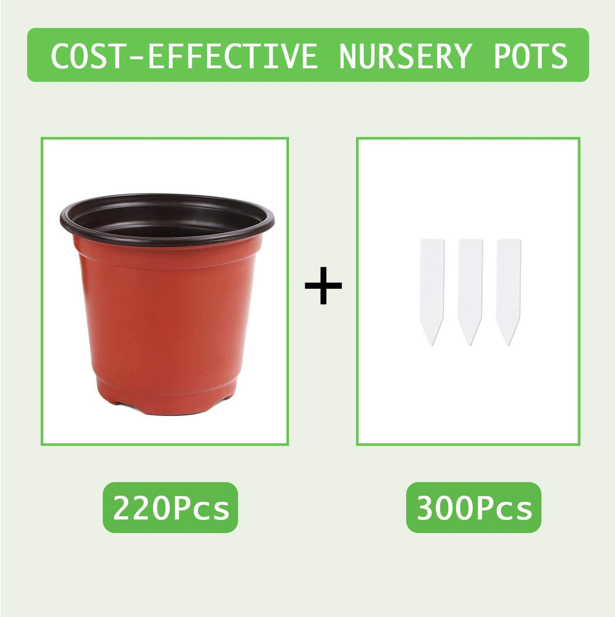 Augshy 220Pcs 4 Inches Plastic Plant Nursery Pots Seed Starting Containers