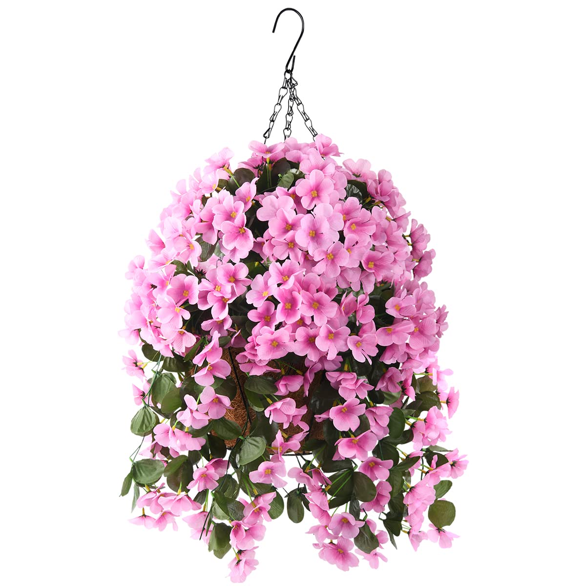 INQCMY Fake Flowers with Hanging Basket Realistic Artificial Begonias