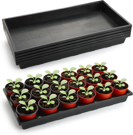 RooTrimmer 1020 Nursery Pot Trays 5 Pack, Plastic Flat Seed Starter Tray, Reusable Seedling Starting Tray for Holding and Carrying Plant Pots (Black)