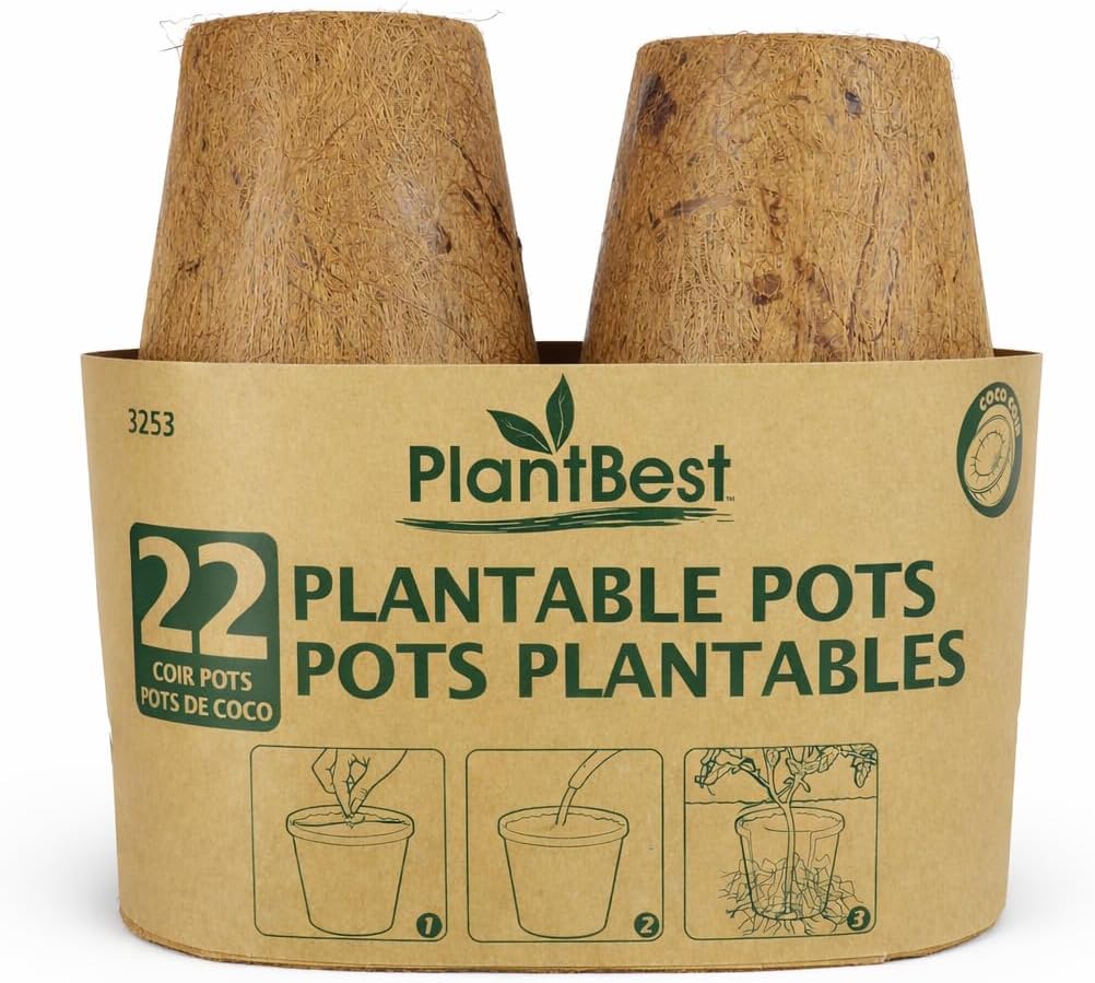PlantBest 3 Inch Coconut Coir Biodegradable Pots - 22-Pack