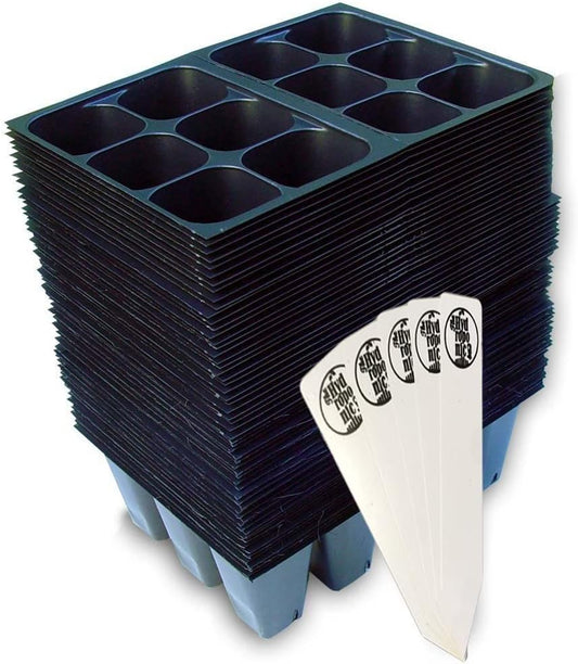 Seed Starter Tray, 720 Cells (120 Trays - 6 Cells Per Tray) + Plant Stakes