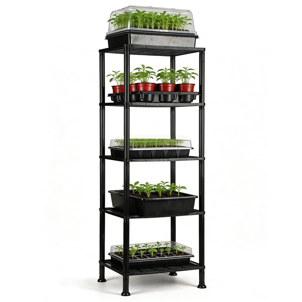 BTPLASTIK Plastic Plant Stand, Universal Plant Seedling Tray Organizer