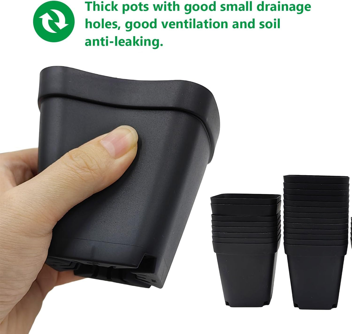 RooTrimmer Square Nursery Pots with Drainage Holes, 2.75 Inch, 120 Pack