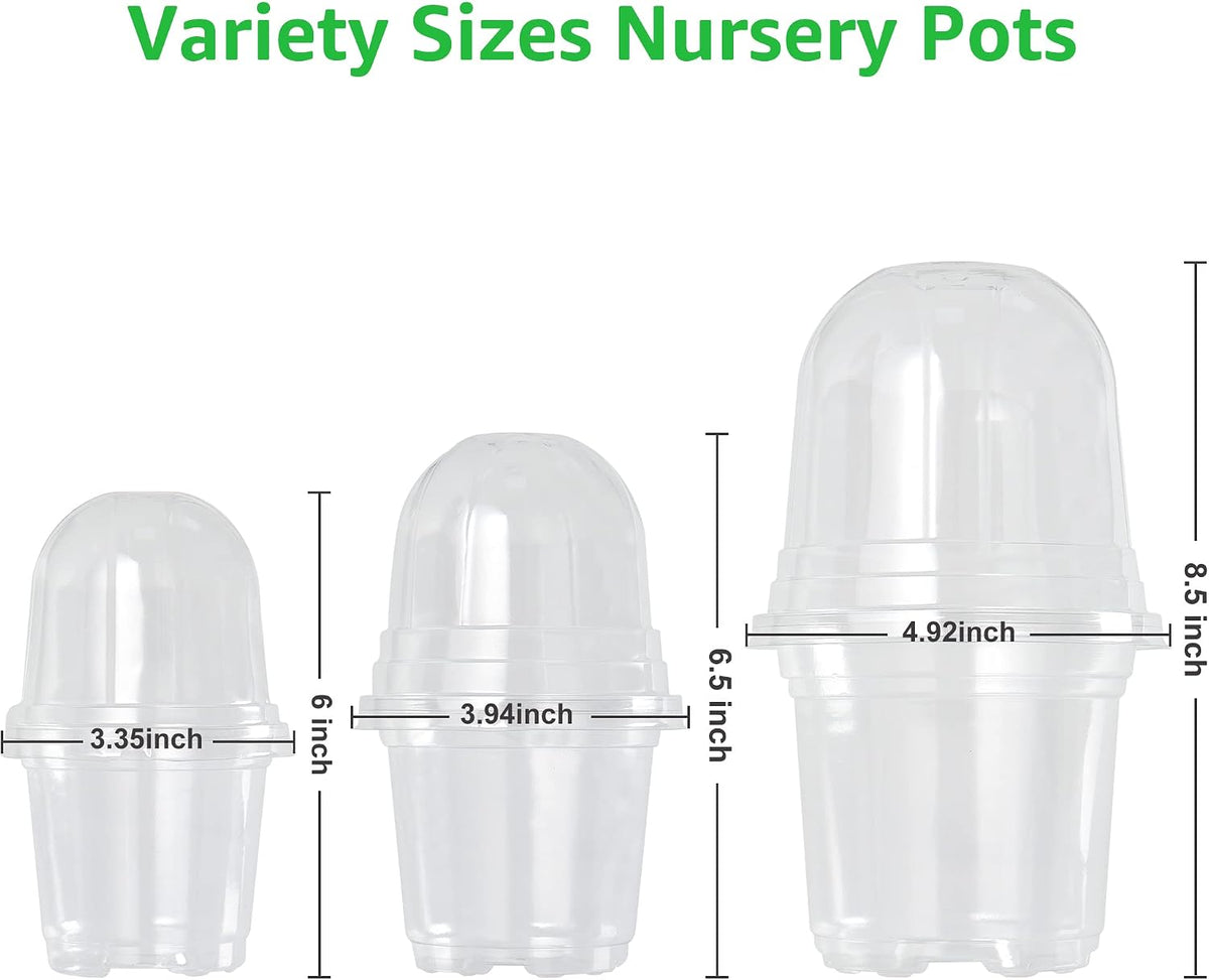 Bonviee Clear Nursery Pots with Humidity Domes, 3.5/4/5 Inch, 36-Pack
