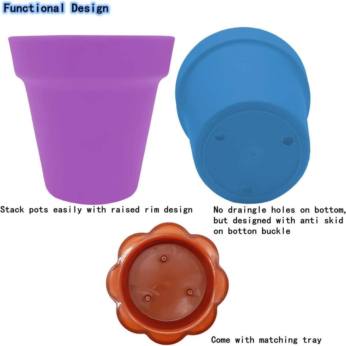 PURPLE STAR 1N 50 Packs Cupcake Plant Nursery Pots with Humidity Dome- Planting Containers Cups- Small Flower Pots for Indoor Outdoor Plant Succulent Vegetable (Mixed Color)
