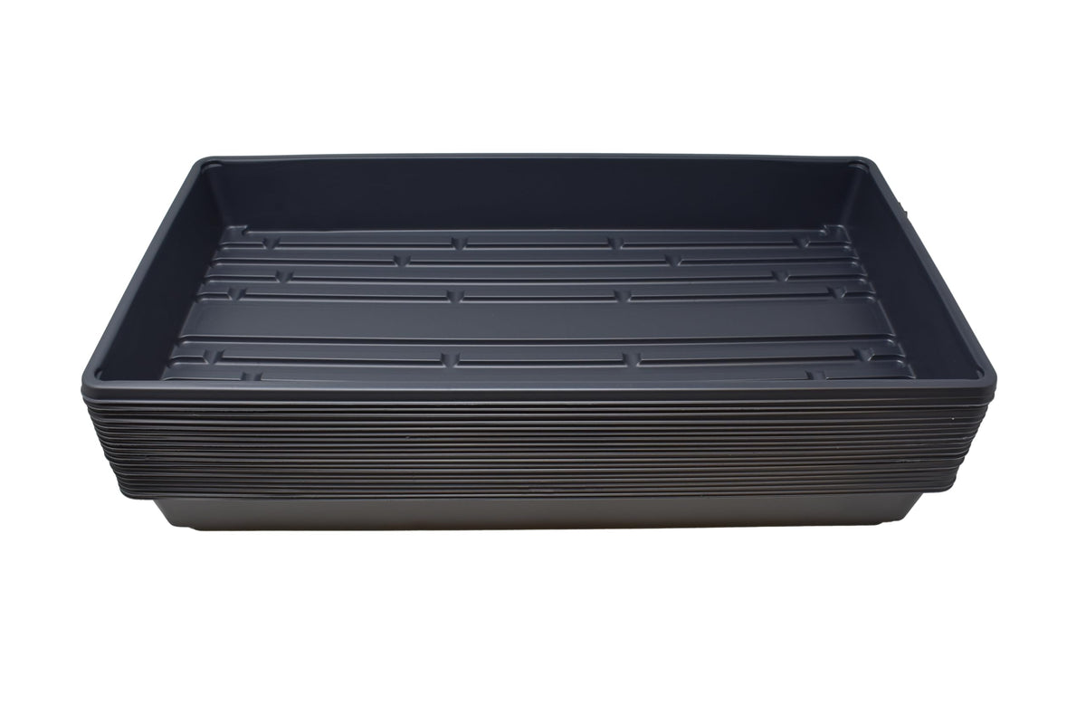 Living Whole Foods 5 Pack of Durable Black Plastic Growing Trays (Without Drain Holes) 21" X 11" X 2" - Flowers, Seedlings, Plants, Wheatgrass, Microgreens & More