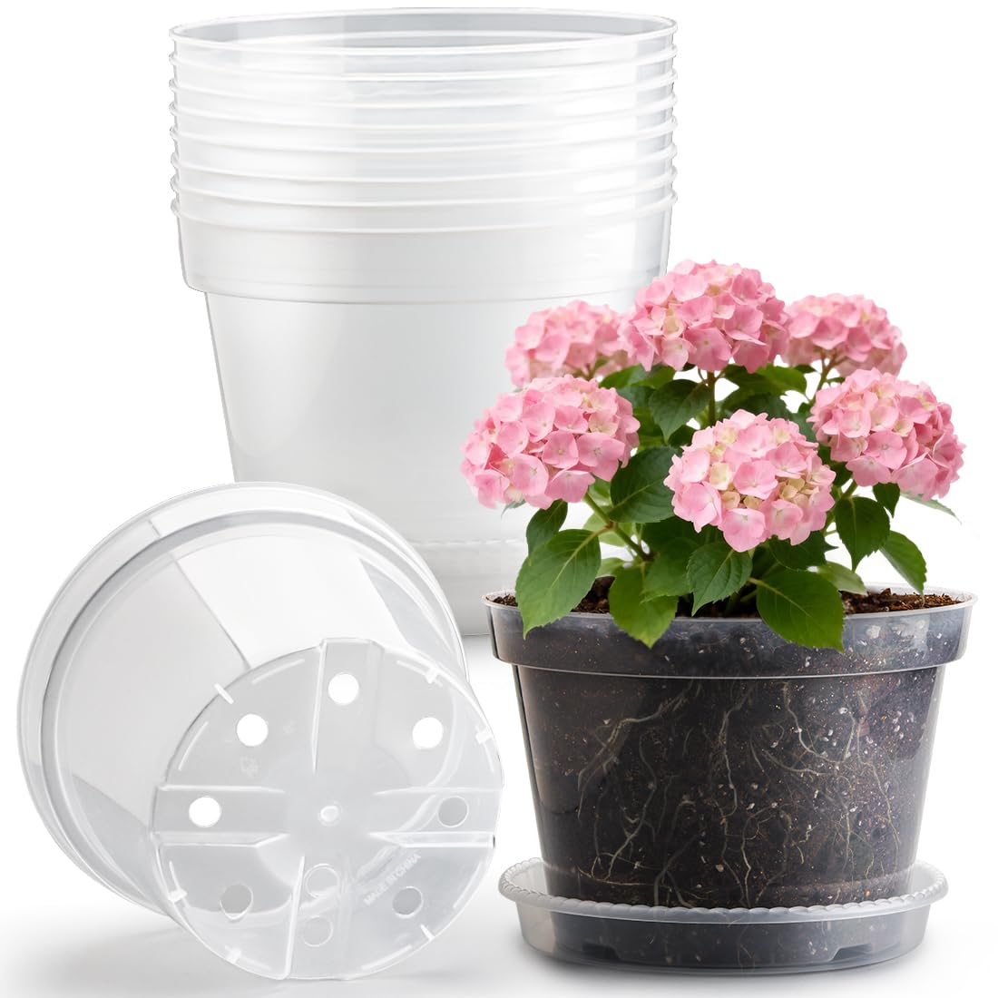 RooTrimmer 40 Pack 4 Inch Plant Nursery Pots with Mesh Pad, Sturdy Plastic Flower Planter Pots with Drainage Holes, Seed Starter Pots for Planting Seedings Cuttings Succulents Indoor Ourdoor, Black