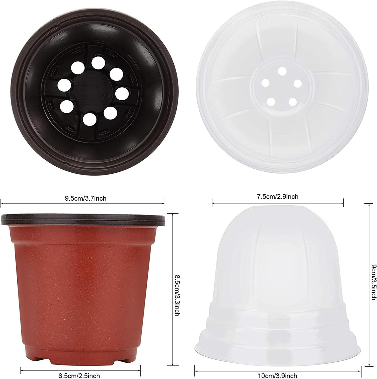 MIXC Nursery Pots with Humidity Dome, 4" Seed Starting Pot 30 Pack, Red