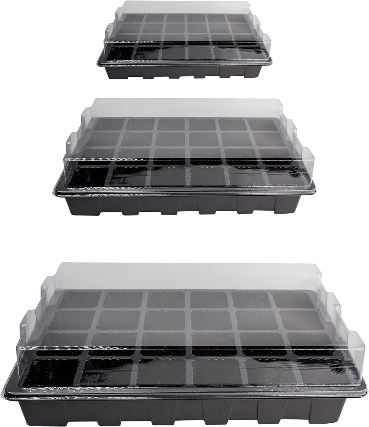 LOVEDAY 10 Pack -240 Cells -24 Grow Trays with Humidity Dome and Cell Insert - Mini Propagator for Seed Starting and Growing Healthy Plants Durable Reusable and Recyclable