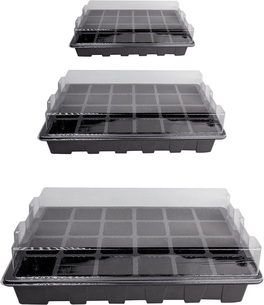 LOVEDAY 10 Pack -240 Cells -24 Grow Trays with Humidity Dome and Cell Insert - Mini Propagator for Seed Starting and Growing Healthy Plants Durable Reusable and Recyclable