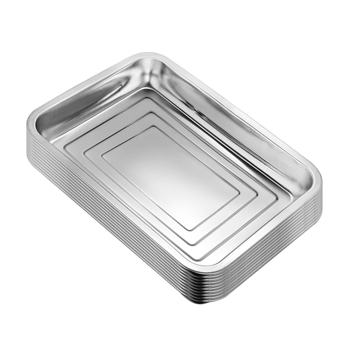 RooTrimmer 5 Pack Large Stainless Steel Seedling Trays, Heavy Duty Metal Water Catch Trays for Nursery Pots-Transplant, Seed Germination & Propagation Flats (17.5 inch×13.56 inch, 1.18" Height)