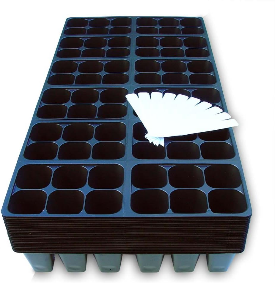1440 Cells Seedling Starter Trays for Seed Germination +10 Plant Labels (240, 6-Cell Trays)