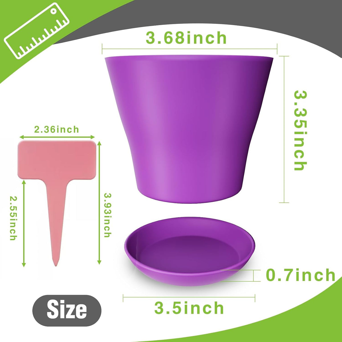 24 Pack Colorful 4 Inch Plant Pots with Saucers