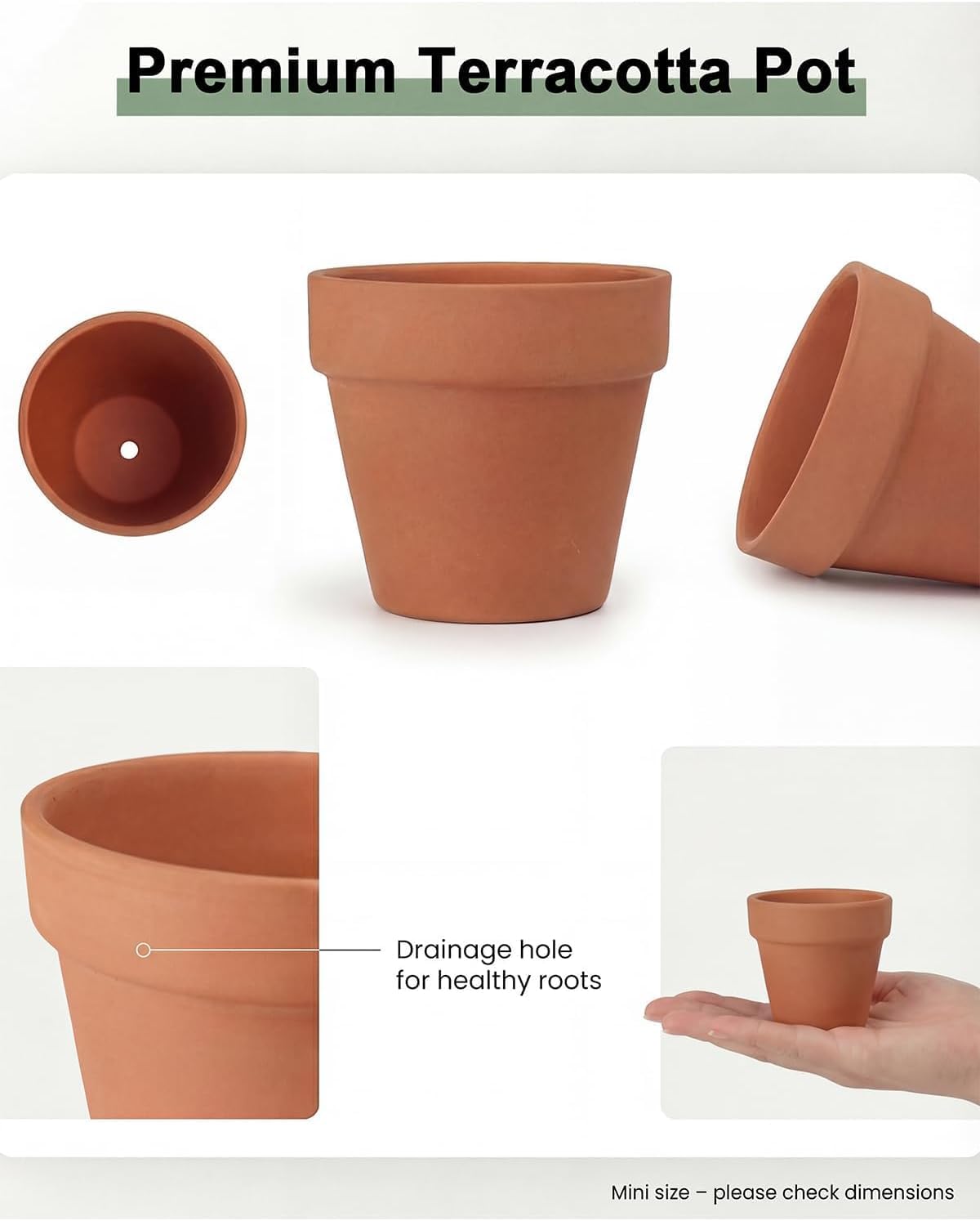 Riseuvo 2 Inch Terracotta Pots, 32 Pack Mini Clay Pots with Drainage Holes