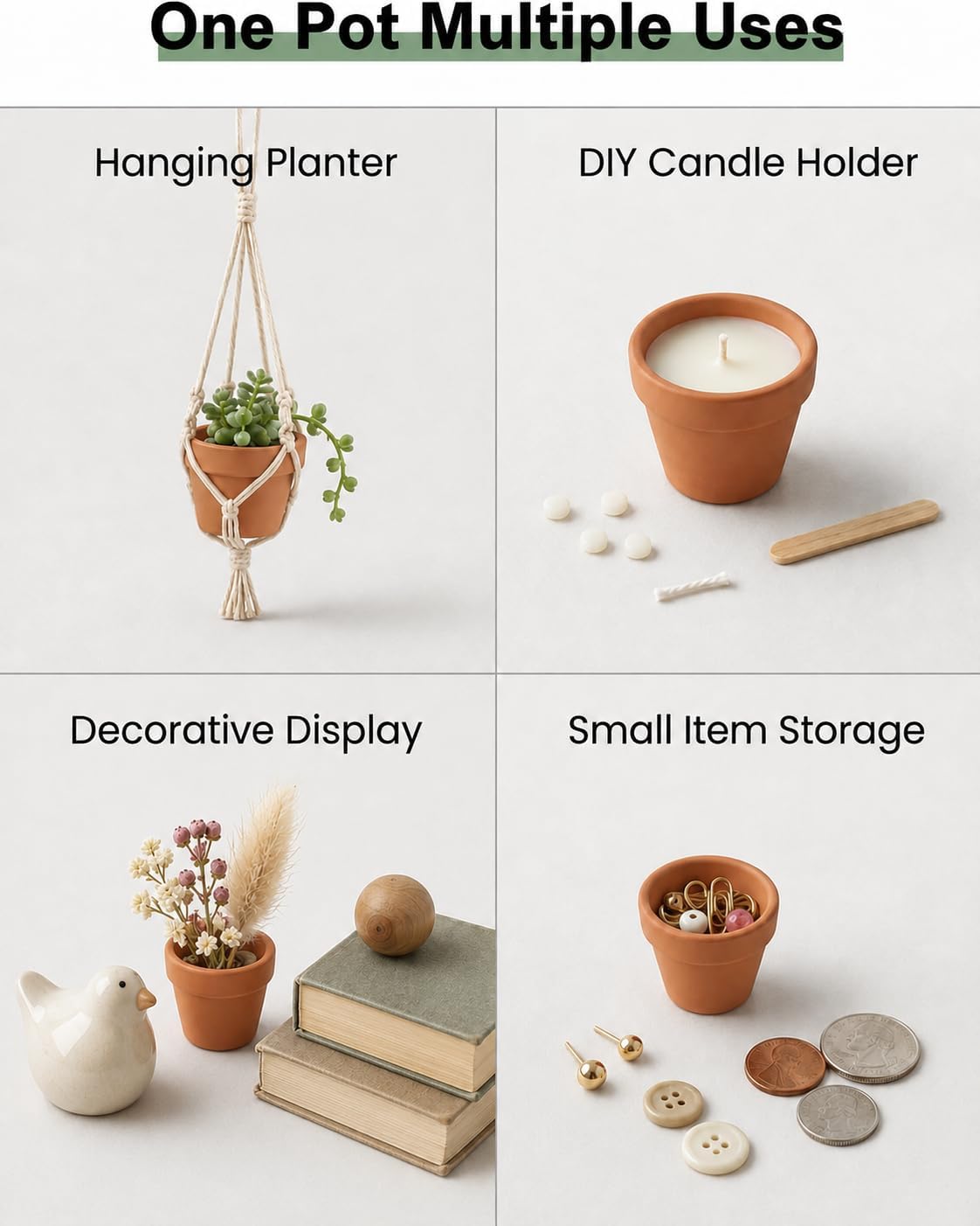Riseuvo 2 Inch Terracotta Pots, 32 Pack Mini Clay Pots with Drainage Holes