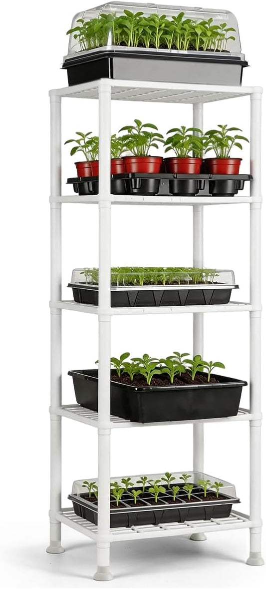 BTPLASTIK Plastic Plant Stand, Universal Plant Seedling Tray Organizer