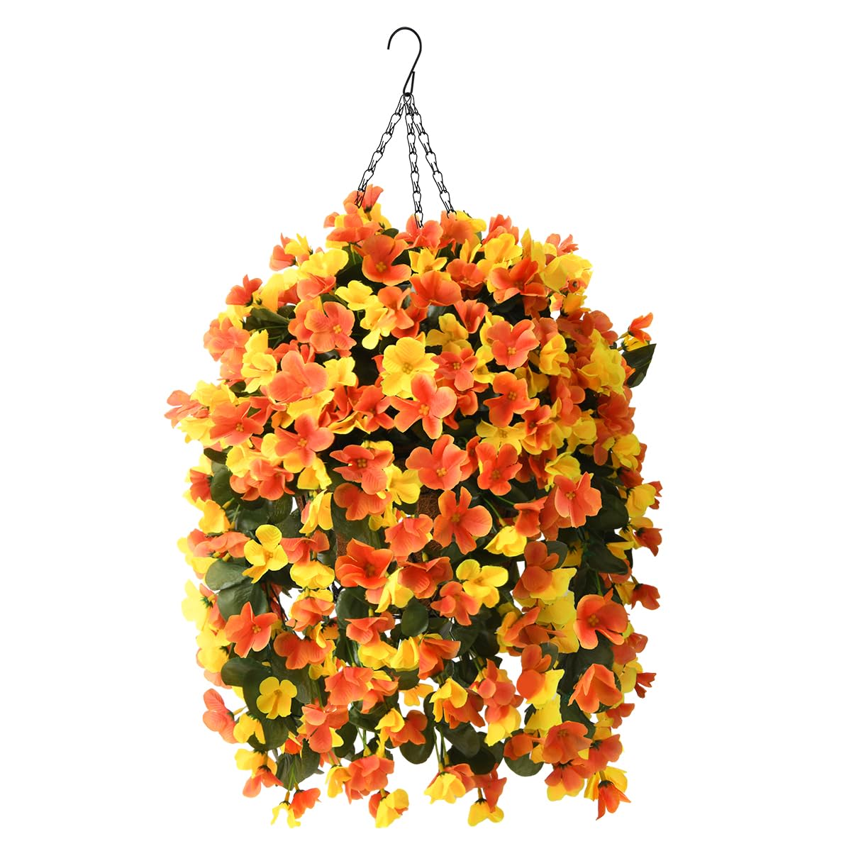 INQCMY Fake Flowers with Hanging Basket Realistic Artificial Begonias