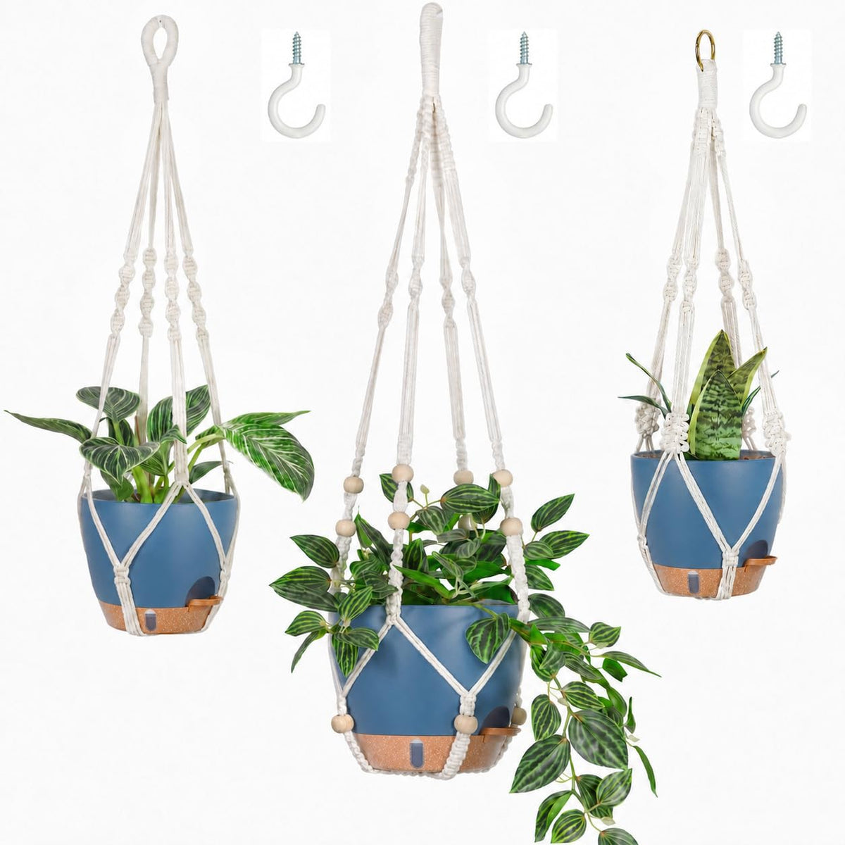 Bouqlife 3 Set Self Watering Hanging Planters for Indoor Plants