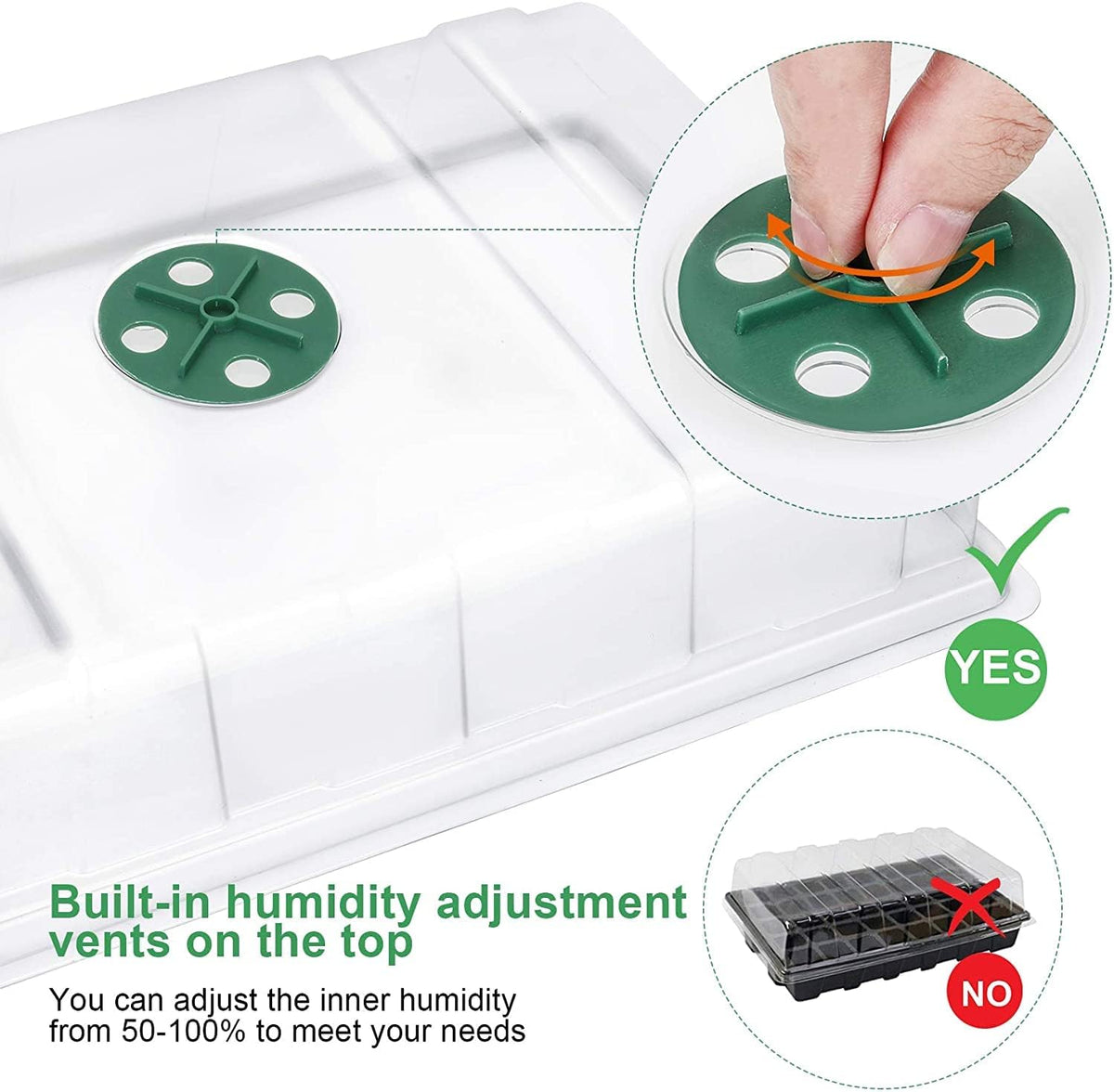 MIXC 5 Pack Seed Starter Tray, 200Cell Mini Propagator Greenhouse Grow Kit