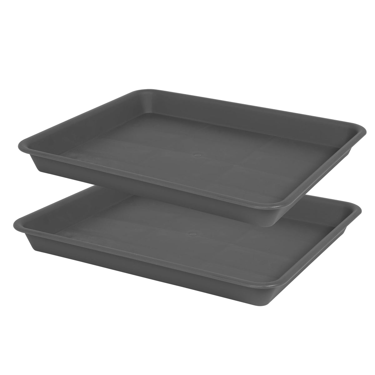 VUWEZ Plant Growing Trays 2 Pack, Plant Tray, 14.5"x11", Heavy Sturdy Plastic Plants Saucer, Seedling Starter Trays, Seed Starter Growing Tray (Black)