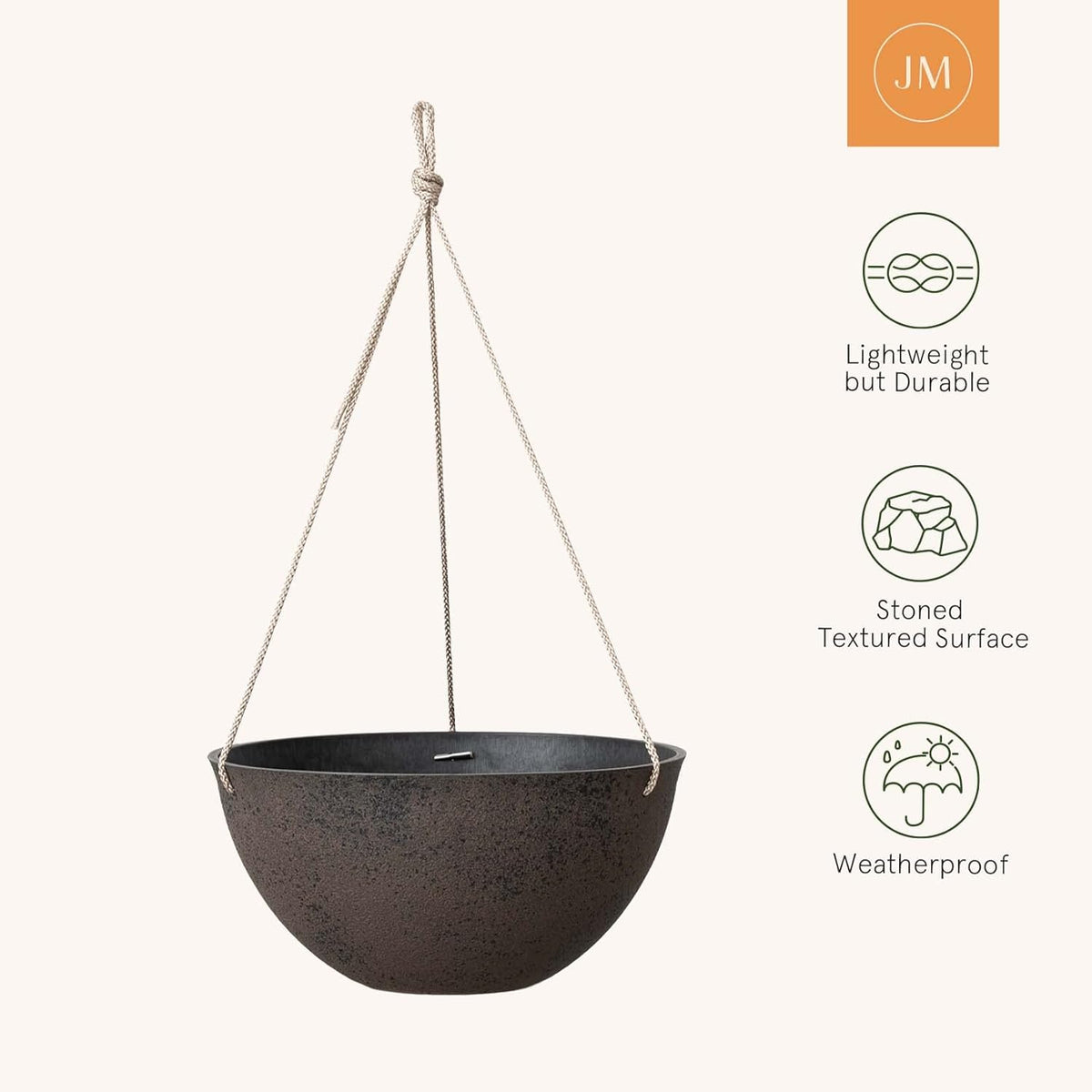 LA JOLIE MUSE Hanging Planter Baskets for Outdoor Plants, Set of 2, 13 Inch