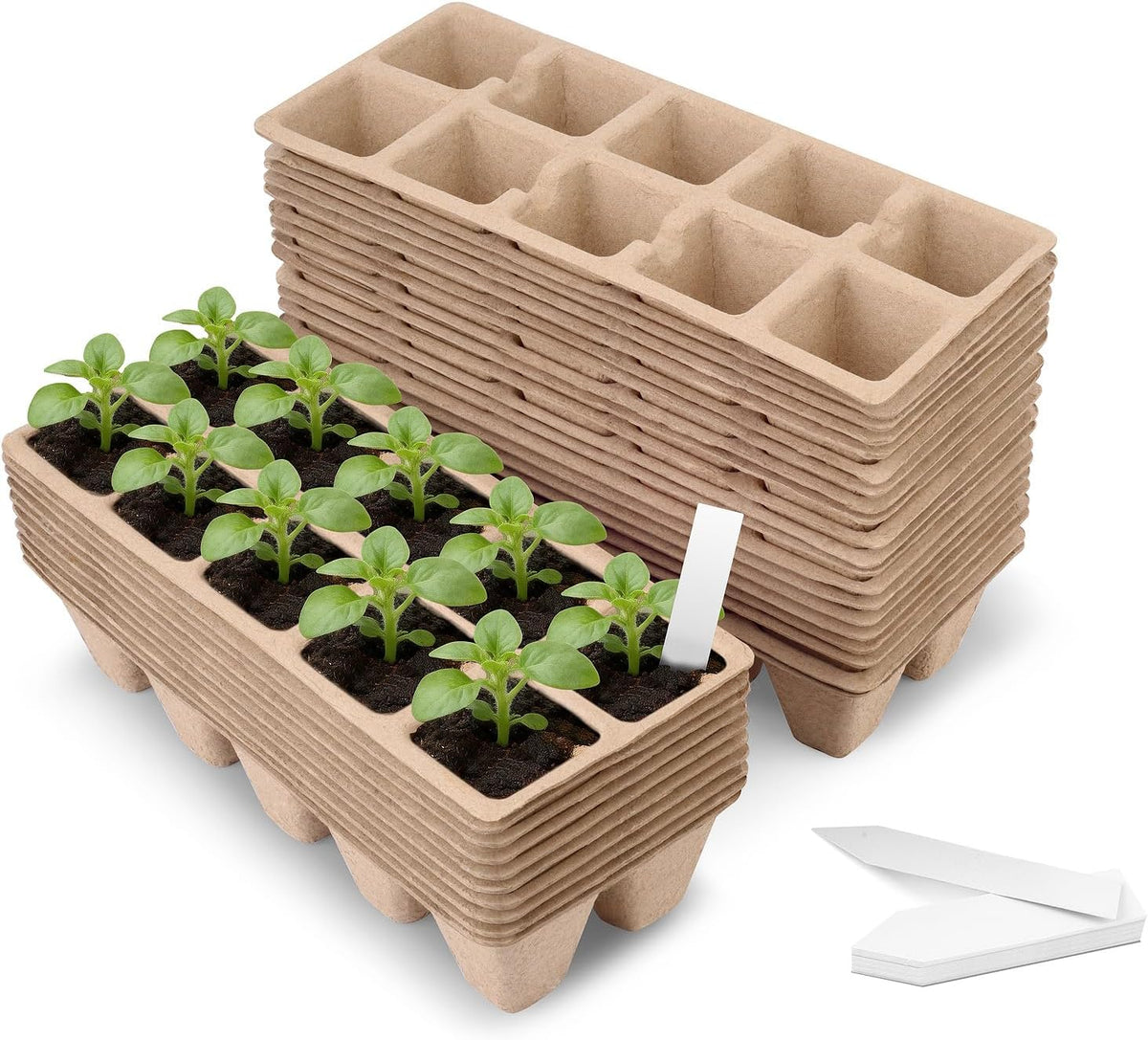 300 Cells Peat Pots, Seed Starter Trays Planting Trays for Seedlings