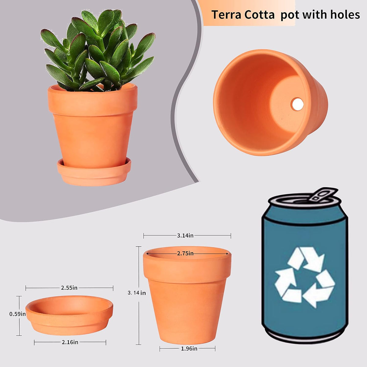 TKSCUSR 3 Inch Terracotta Pots with Saucer-20 Pack，Cactus Terra Cotta Flower Pot with Drainage，Succulent Nursery Clay Pots Great for Plants,DIY Crafts, Wedding Favor