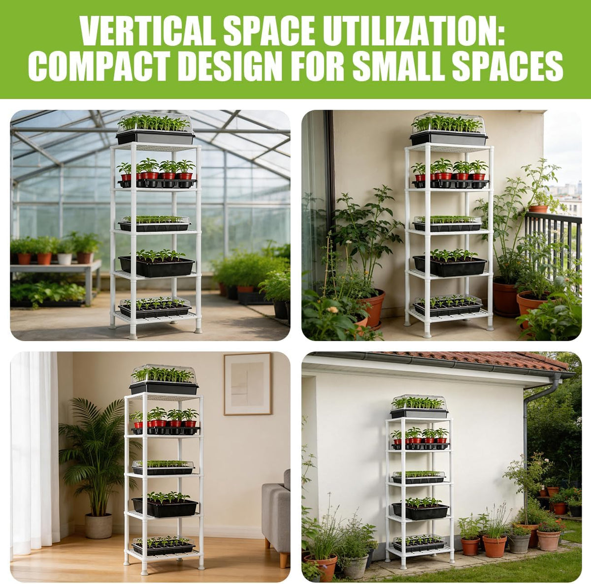 BTPLASTIK Plastic Plant Stand, Universal Plant Seedling Tray Organizer