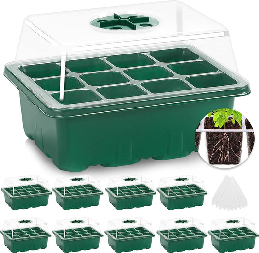 MIXC 10 Pack Seed Starter Tray, 120Cell Stater Kit with Humidity Dome Green