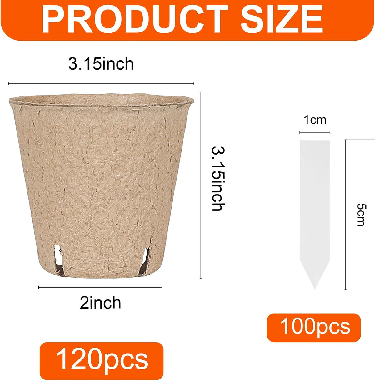 JNYONG 120 Packs 3.15 Inch Peat Pots,Garden Germination Nursery Pots
