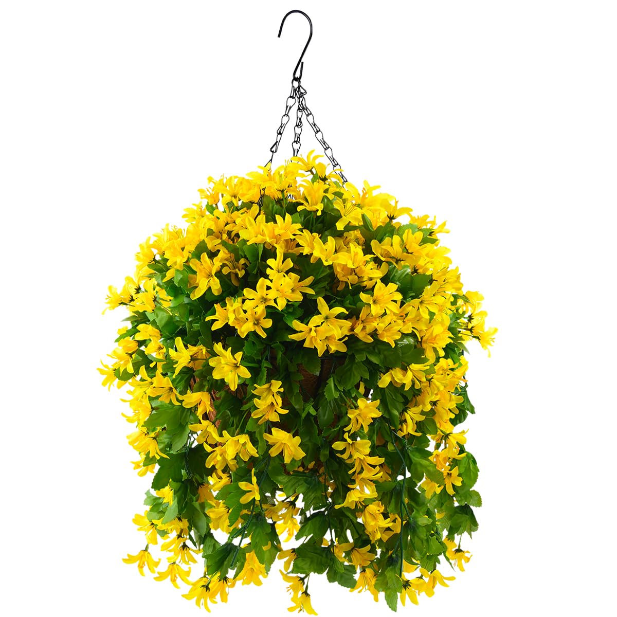 INQCMY Fake Hanging Flowers with Basket Artificial Violet for Outdoor