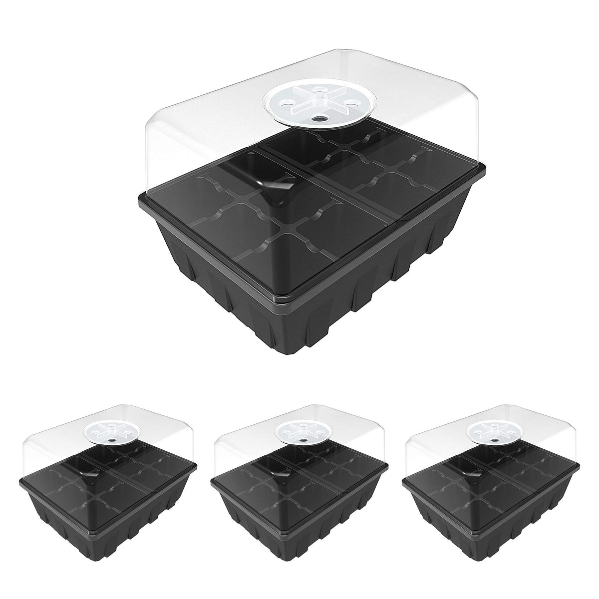 Gardzen 20 Pack Seed Starter Trays with Adjustable Vented Dome 240 Cell Clear