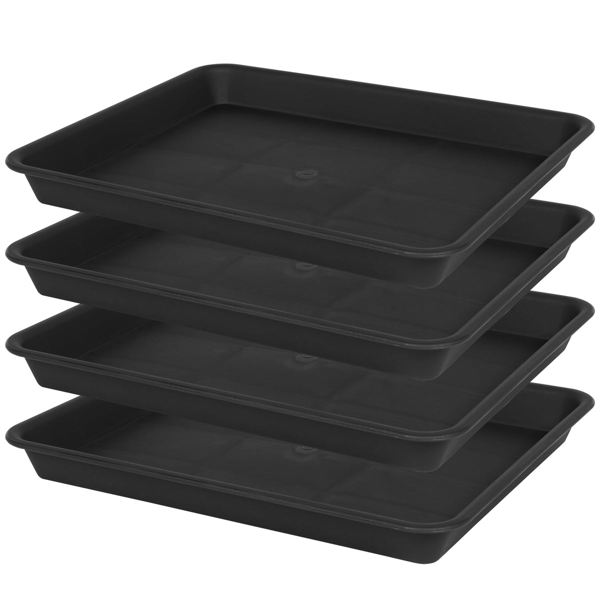 VUWEZ Plant Growing Trays 2 Pack, Plant Tray, 14.5"x11", Heavy Sturdy Plastic Plants Saucer, Seedling Starter Trays, Seed Starter Growing Tray (Black)