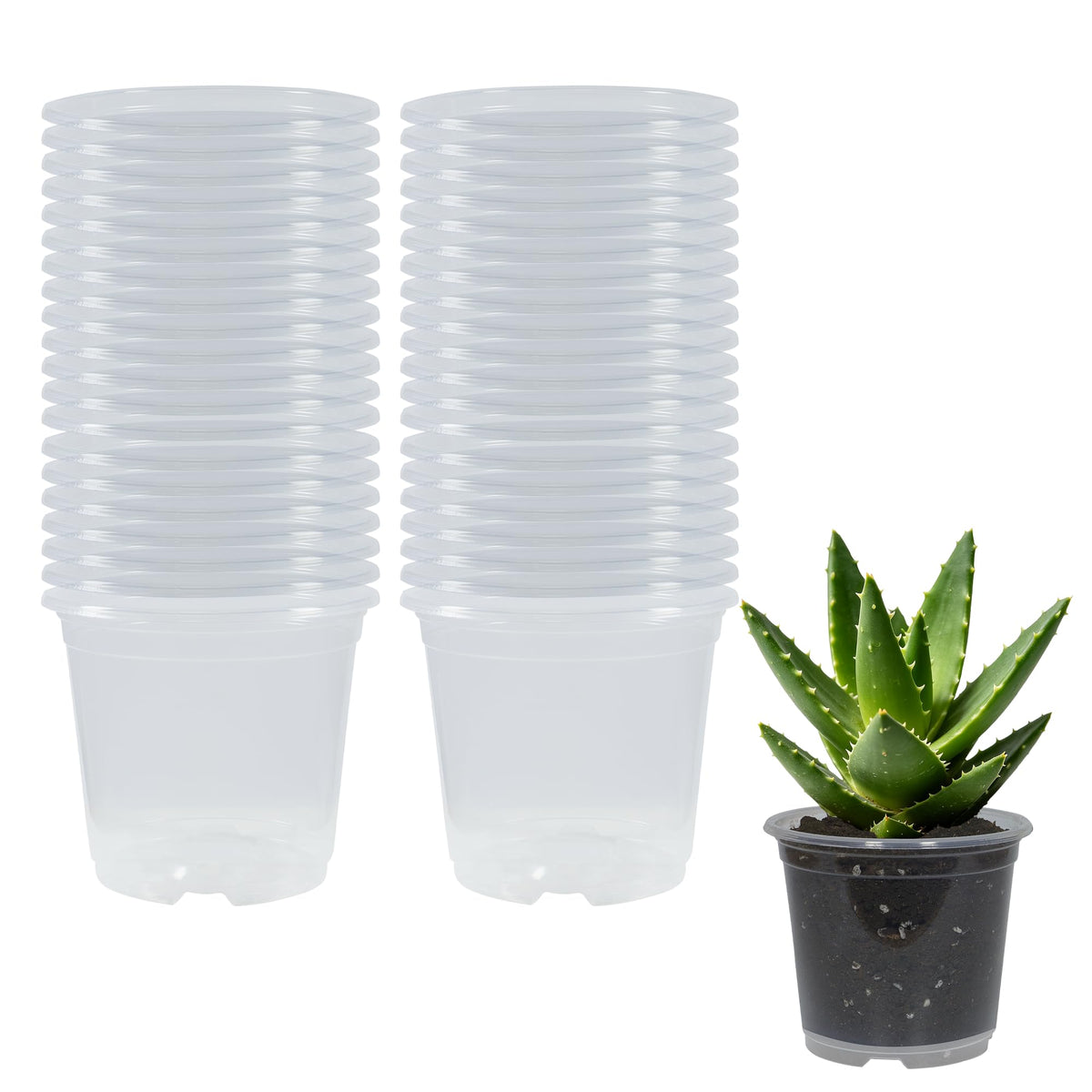 20 Pack 4 Inch Clear Nursery Pots with Drainage and 20 Pack Plant Saucers, Plant Pots for Plants Transparent Potting Containers for Plants Seeding Starter Pot (Clear, 4 Inch)