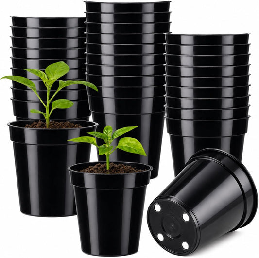 24 Pack 2 Inch Nursery Pots, Mini Plastic Plant Pots for Seedlings(Black)