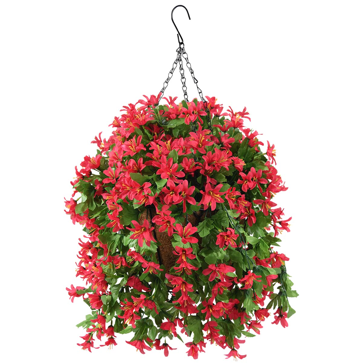 INQCMY Fake Hanging Flowers with Basket Artificial Violet for Outdoor