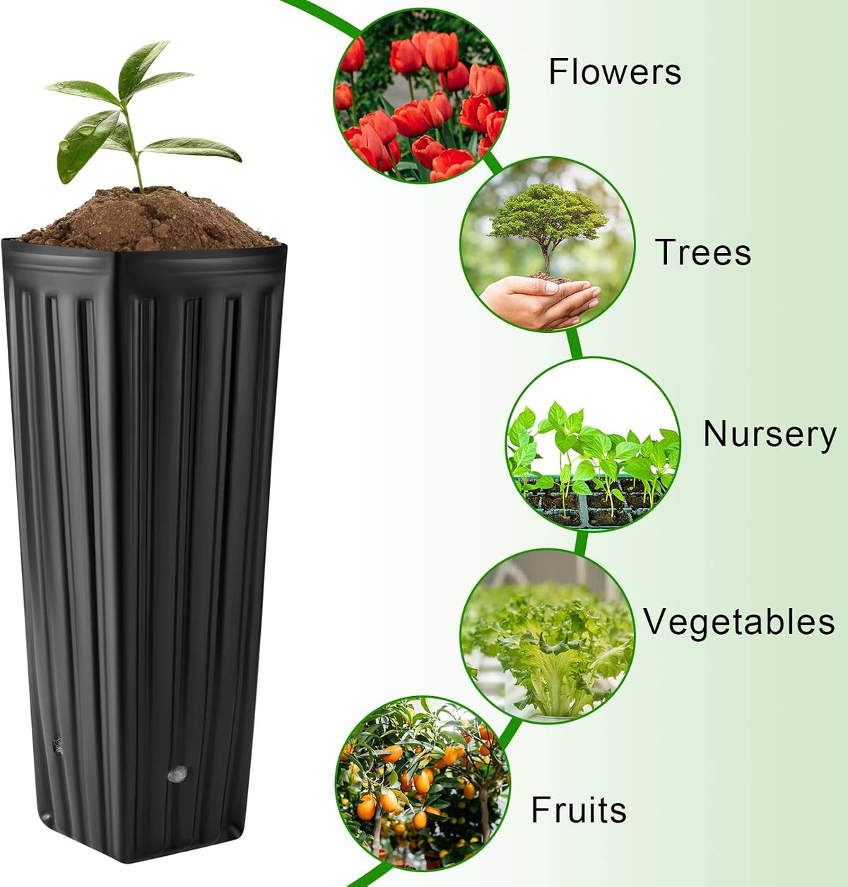 Nuenen Tall Tree Pot, Plastic Deep Nursery Pots