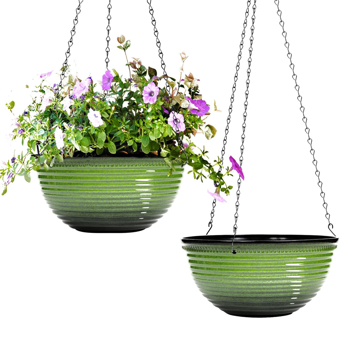 10 Inch Hanging Planters for Indoor Plants, Glazed Hanging Basket, 2 Pack
