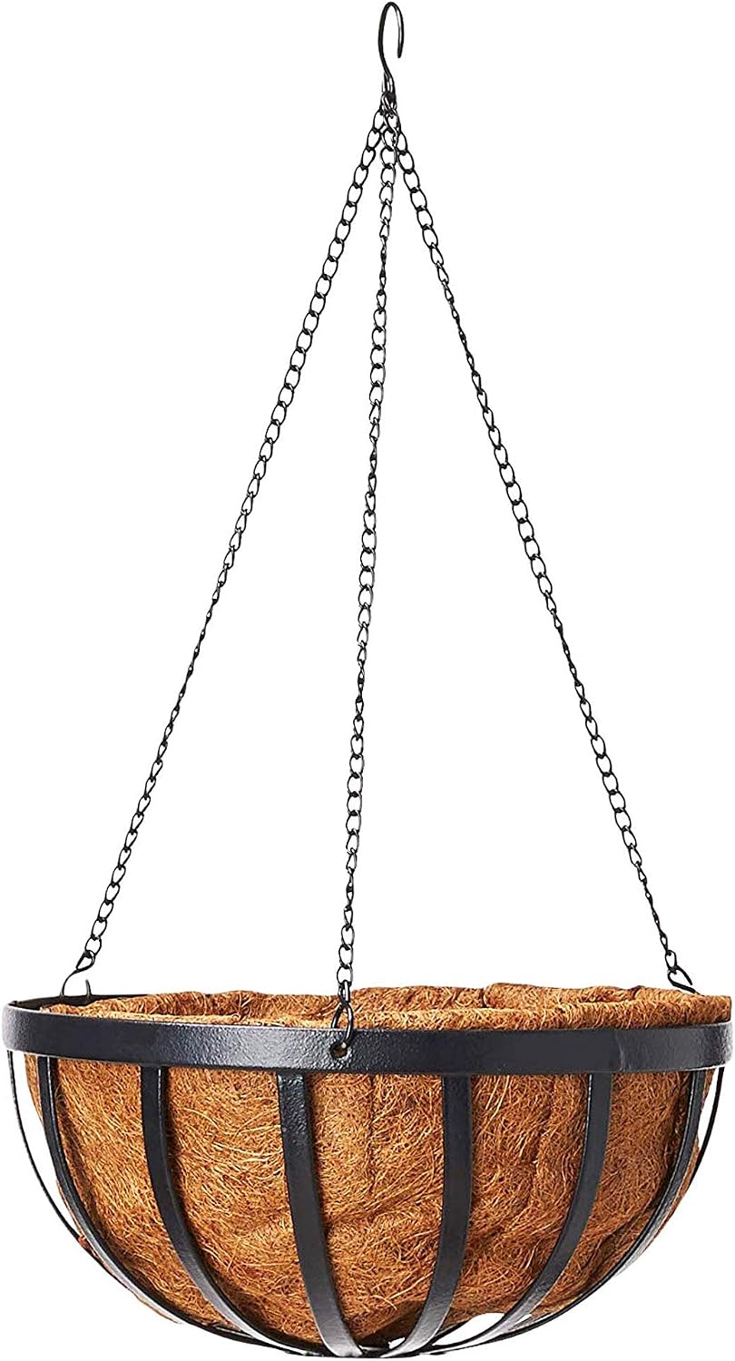 Arcadia Garden Products CB42 12" Solstice Round Hanging Basket, Black