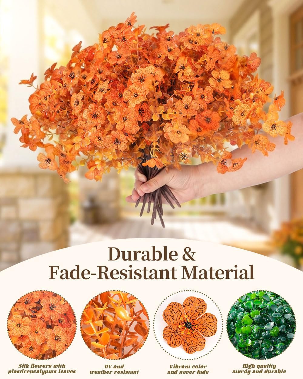 2 Set Artificial Fake Fall Mums Flowers Planter Hanging Basket for Outdoor