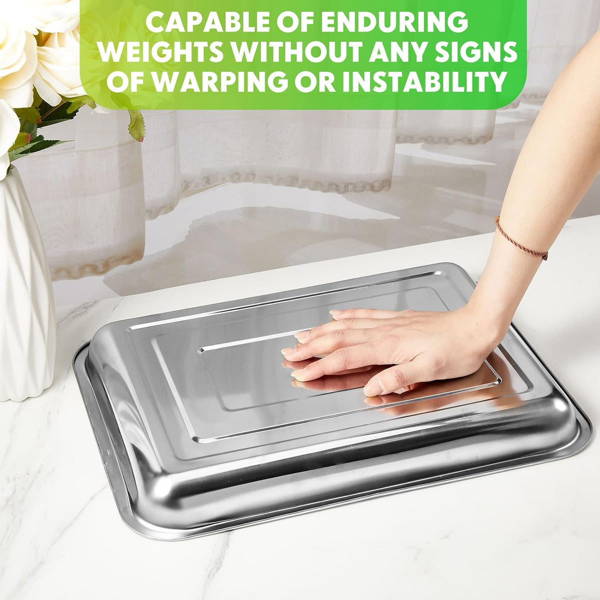 FillTouch 10 Pcs Stainless Steel Seed Starter Tray, 15.8 x 11.8 x 1.4 Inch