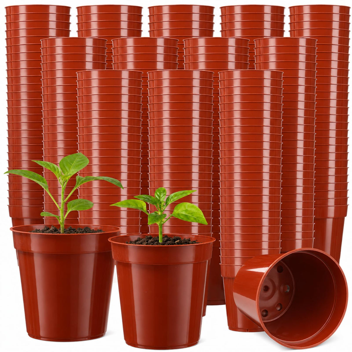 24 Pack 2 Inch Nursery Pots, Mini Plastic Plant Pots for Seedlings(Black)