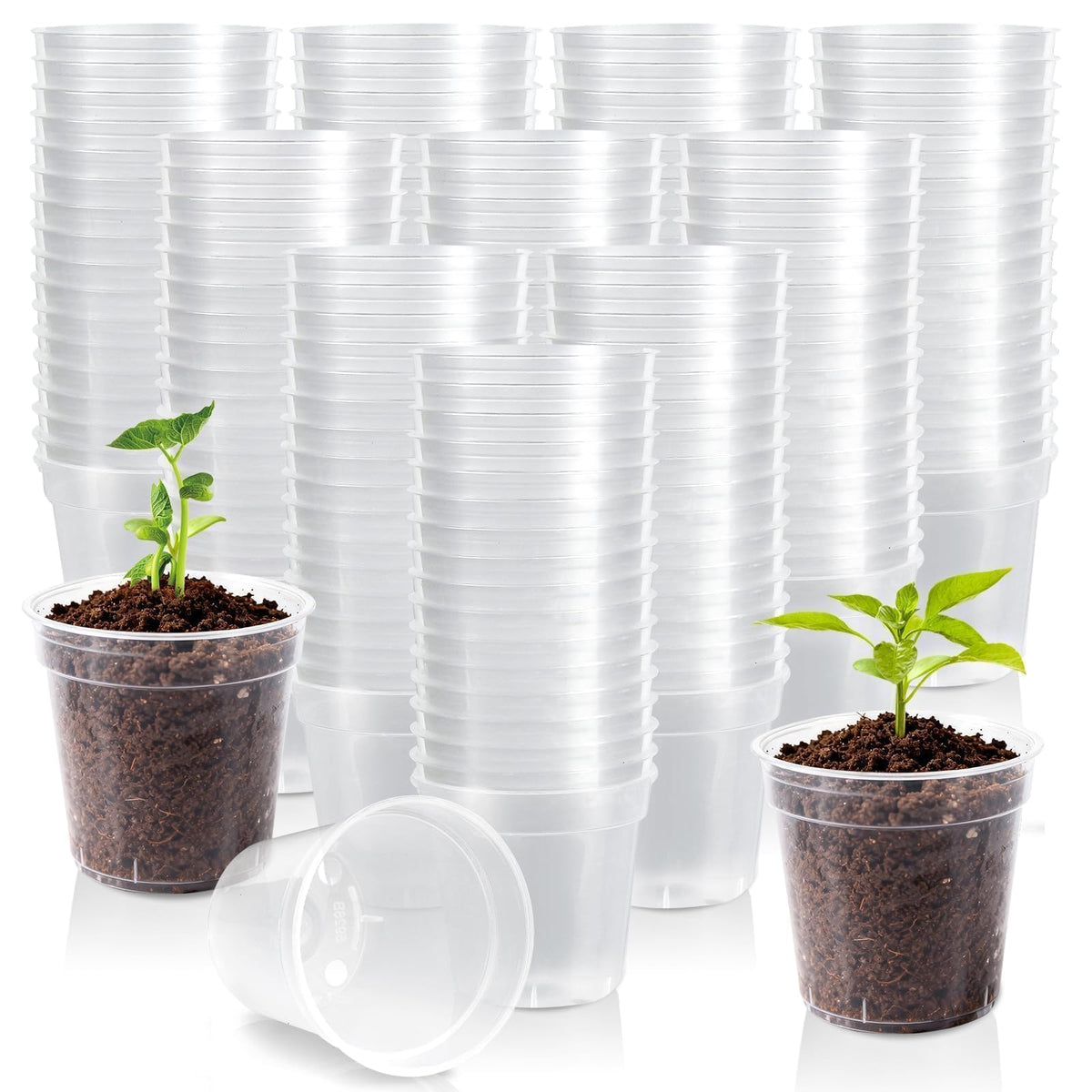 120 Pcs 2 Inch Clear Nurery Pots, Seedling Pots with Drainage Holes