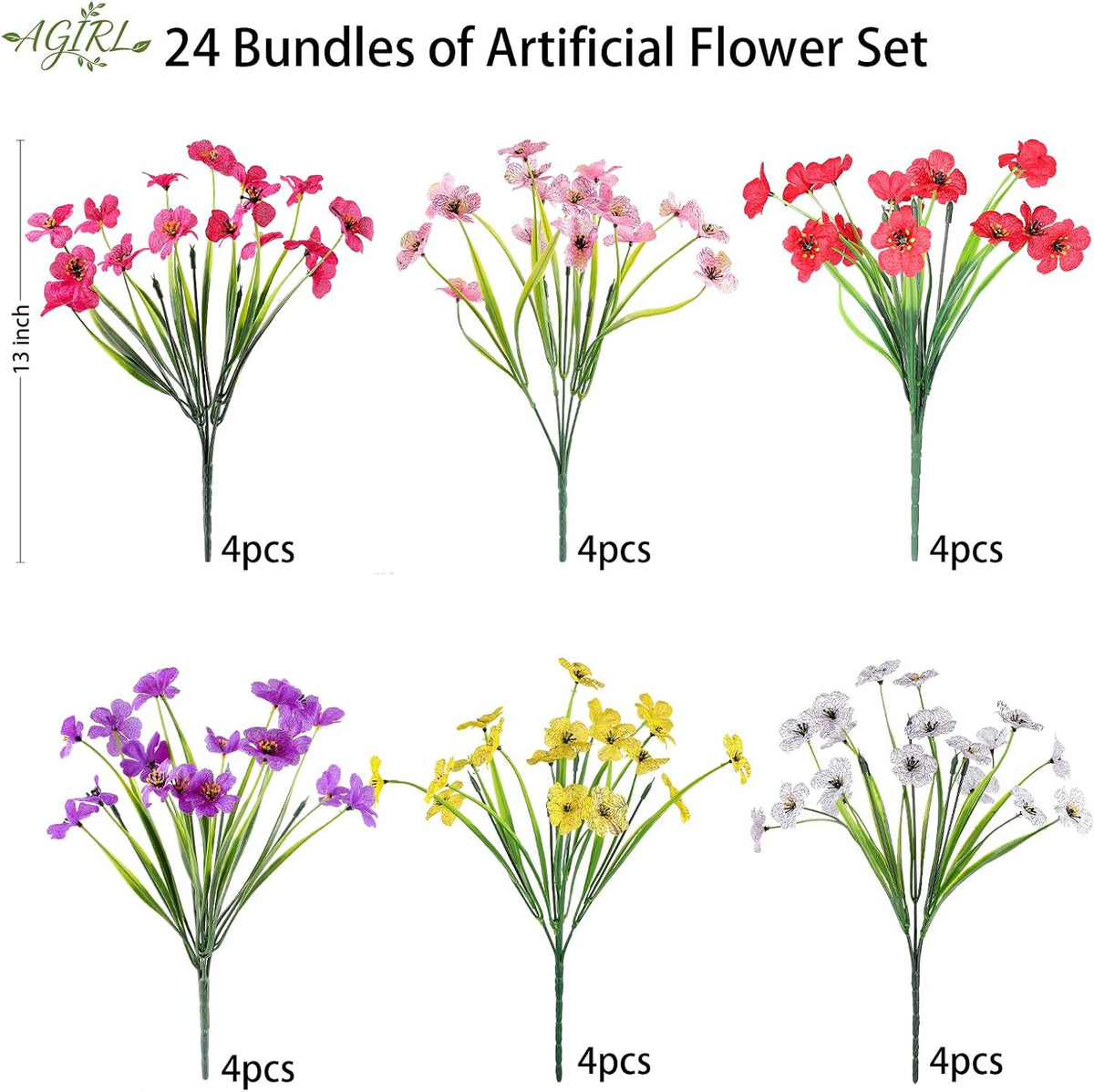 AGIRL Artificial Flowers Outdoor UV Resistant Fake Plant Garden Patio Decor