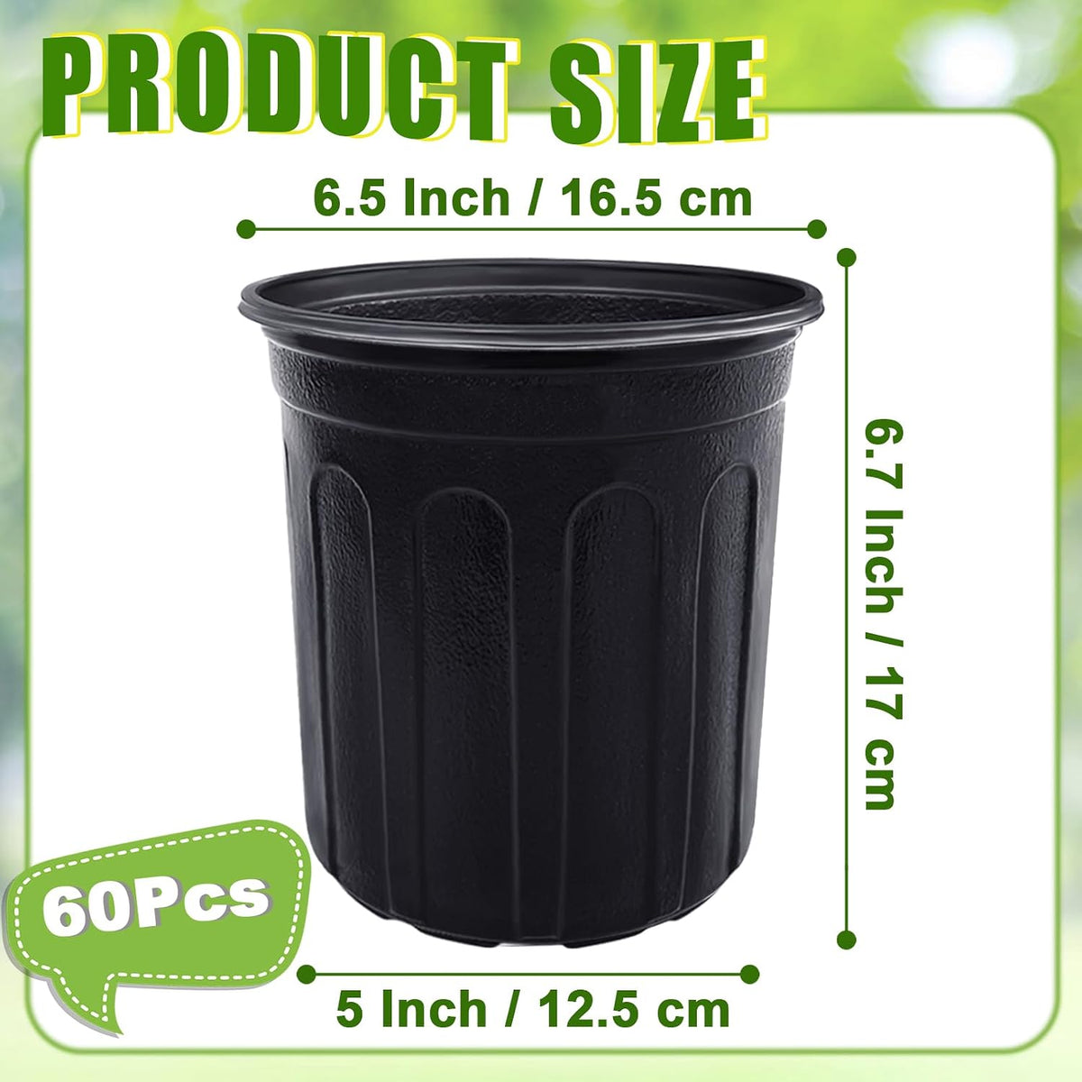 Anyumocz 60 Pcs 1 Gallon Flexible Plant Nursery Pots,Thickened Soft Plastic Seedling Pot with Holes,Flower Plant Container for Succulents,Cuttings,Transplanting,Home Garden(Black)