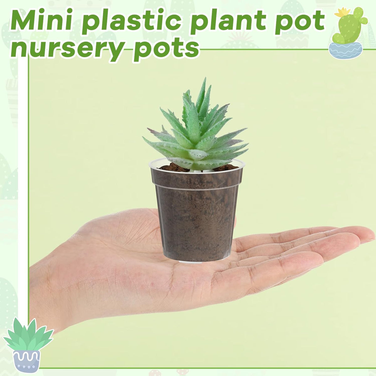Yaomiao 200 Pcs 2 Inch Clear Mini Nursery Pots with Drainage Holes