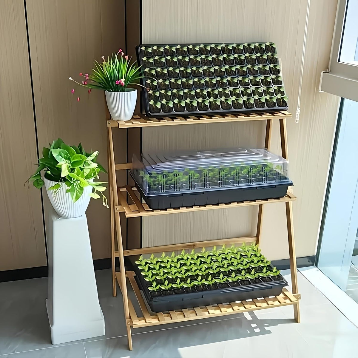 A Set of 24 Seedling Trays, 72-Cell Thickened 1020-cell Seedling Trays, are Reusable and Suitable for Plant Germination, Propagation, Indoor greenhouses, and Gardening Supplies.