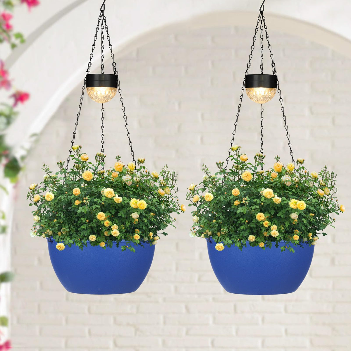 SUNNYPARK 2 Pack Solar Hanging Planters for Plants Outdoor