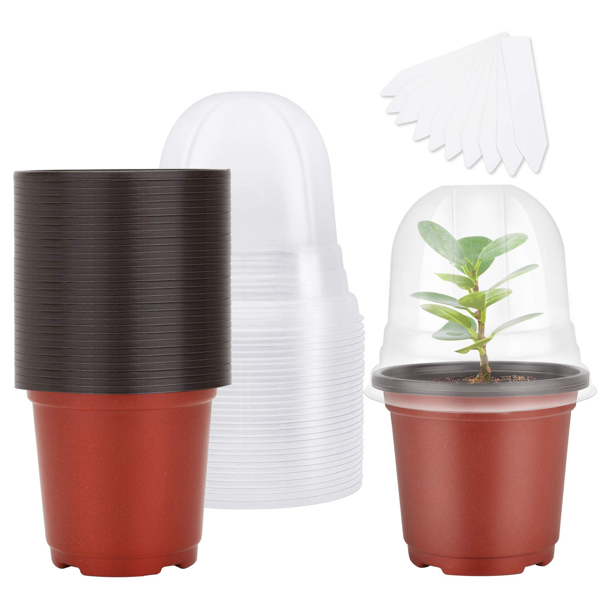 MIXC Nursery Pots with Humidity Dome, 4" Seed Starting Pot 30 Pack, Red