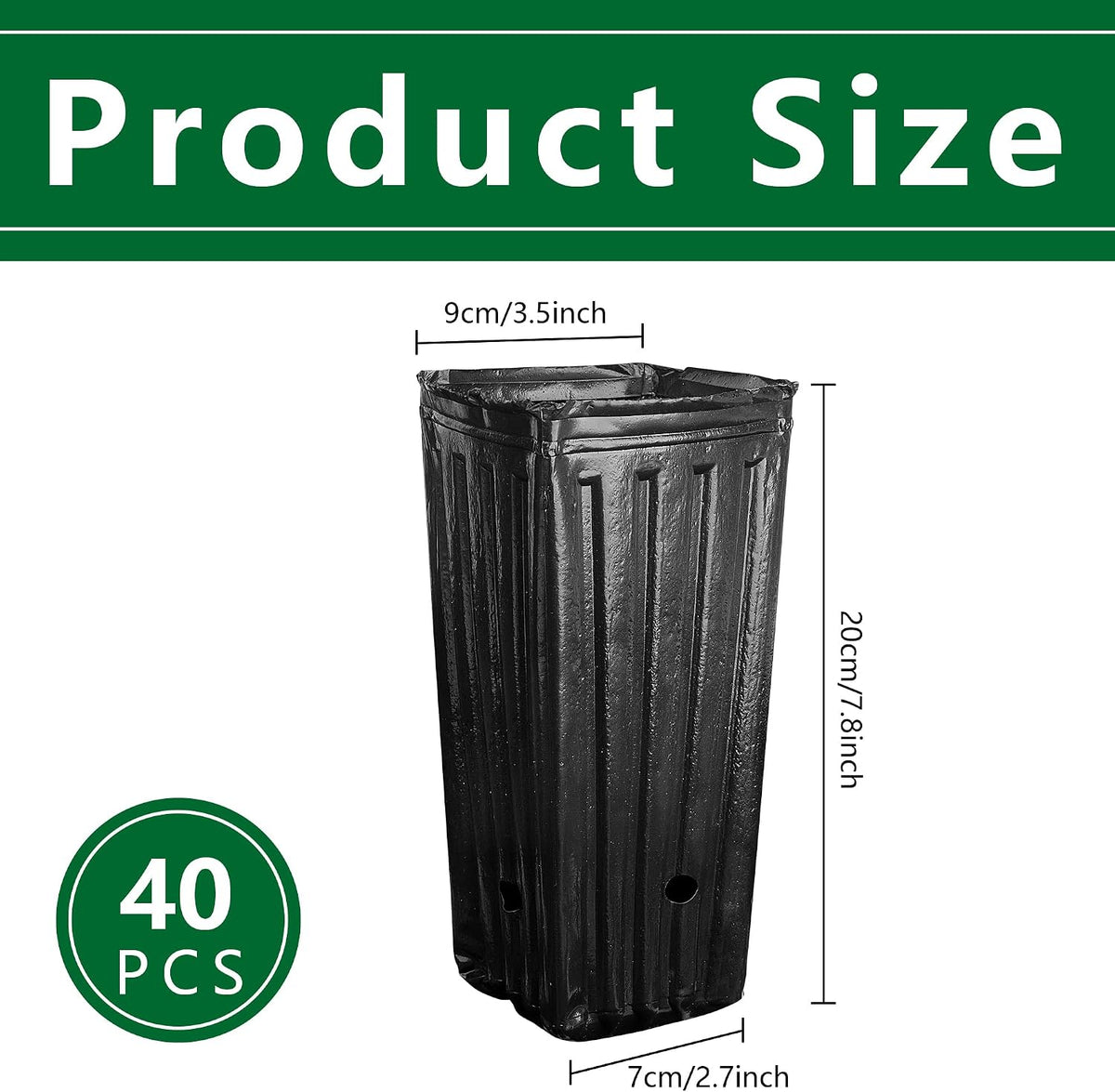 40 Pcs Plastic Deep Nursery Treepots, Tall Tree Pots Deep Seedling Pots